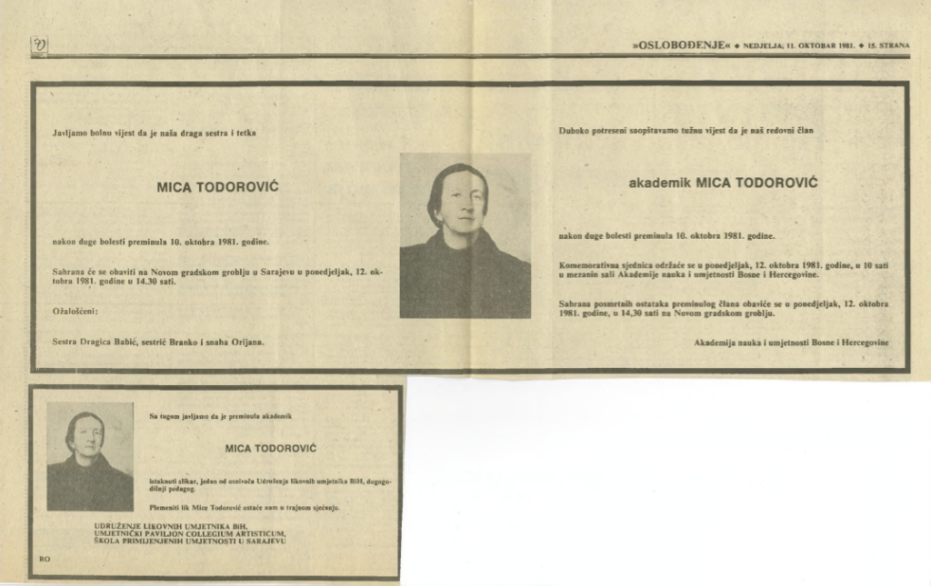 18. Smrtovnica, Oslobođenje, 11. 10. 1981.
