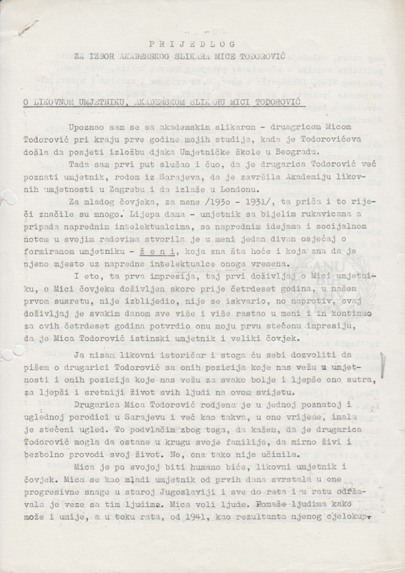 Prijedlog za izbor u dopisnog člana ANUBiH piše akademik Vojo Dimitrijević