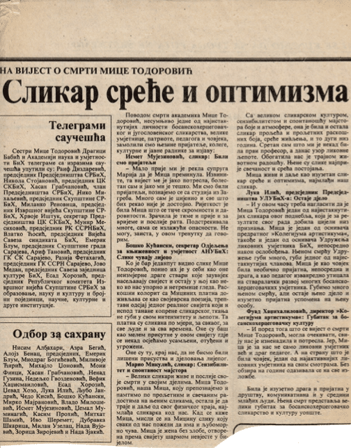 Reakcije o smrti Mice Todorović